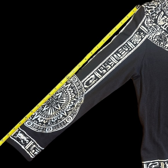 EUC -Vintage Paganne by Gene Berk Floor-Length Aztec Sun Print Long-Sleeve Dress - Picture 12 of 12